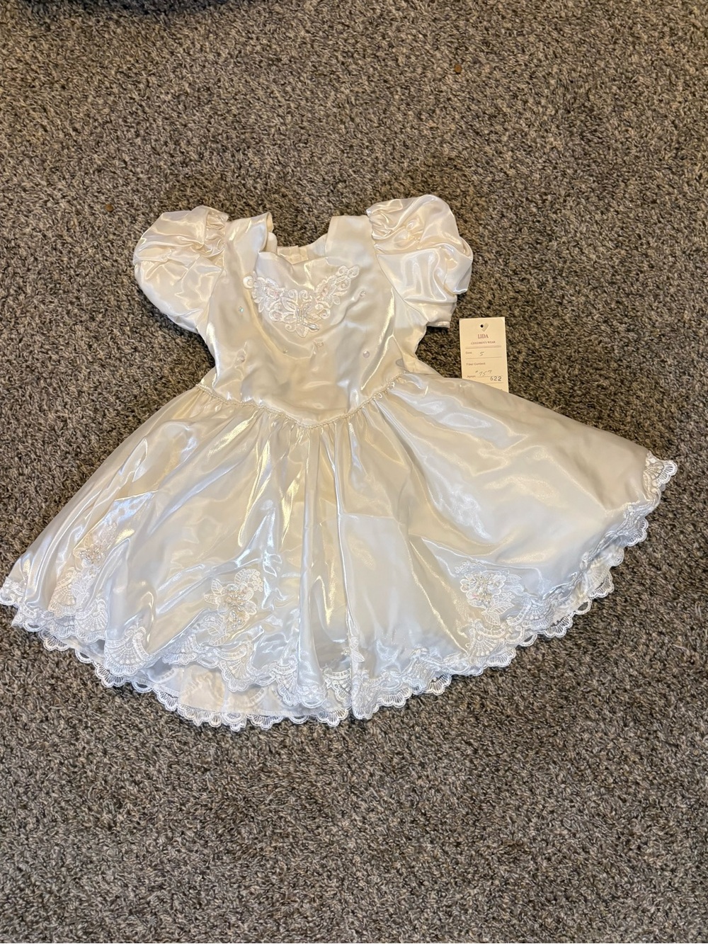 White Satin Princess Dress for Girls -